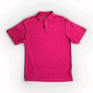 Fuschsia On Hot Pink Striped FootJoy Golf Men's  Polo Shirt Size M EUC